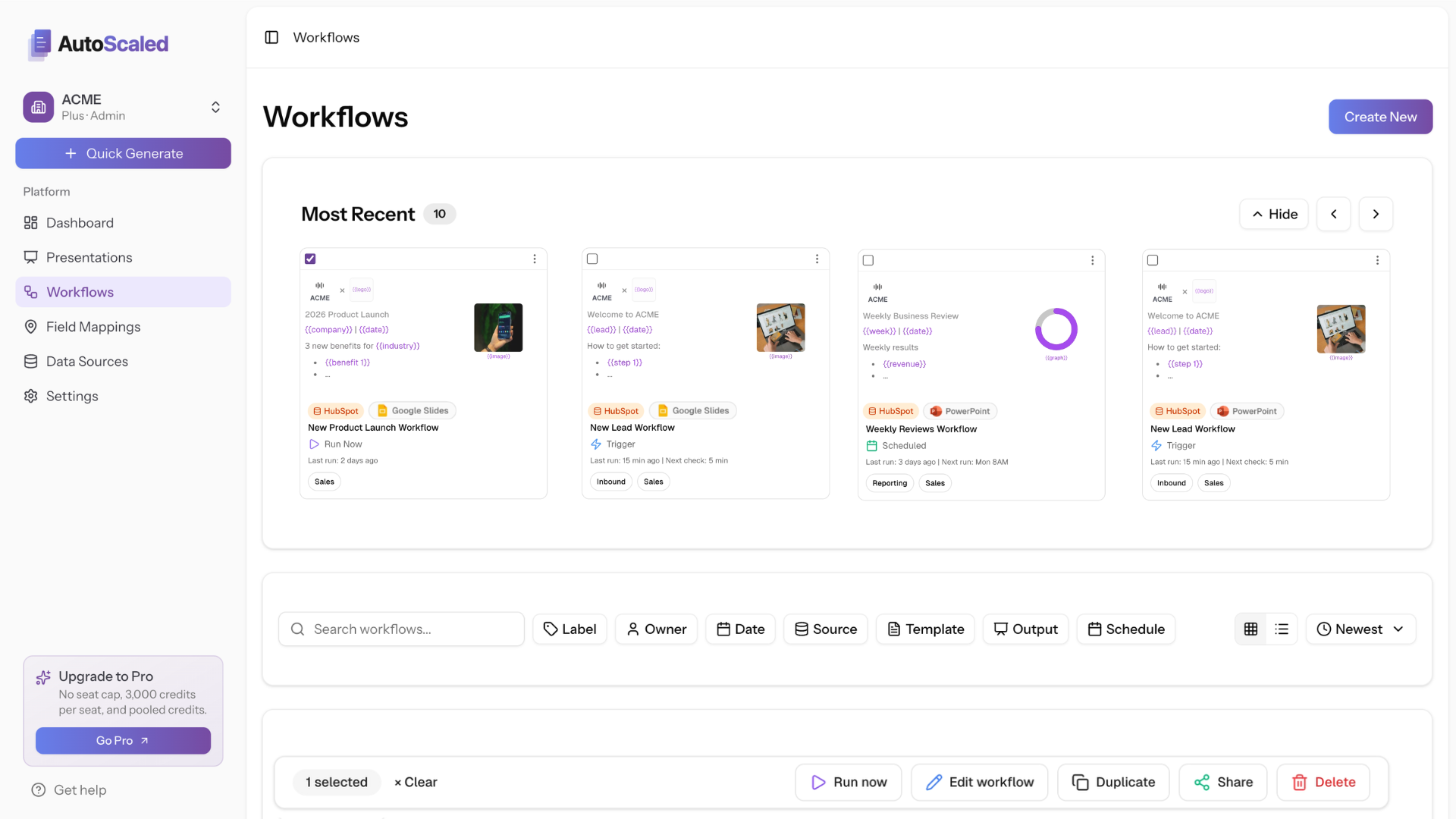 AutoScaled Share end-to-end agentic content workflows with team members